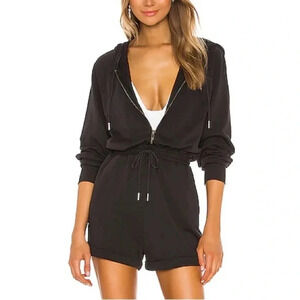l*space Black Hooded Drawstring Romper